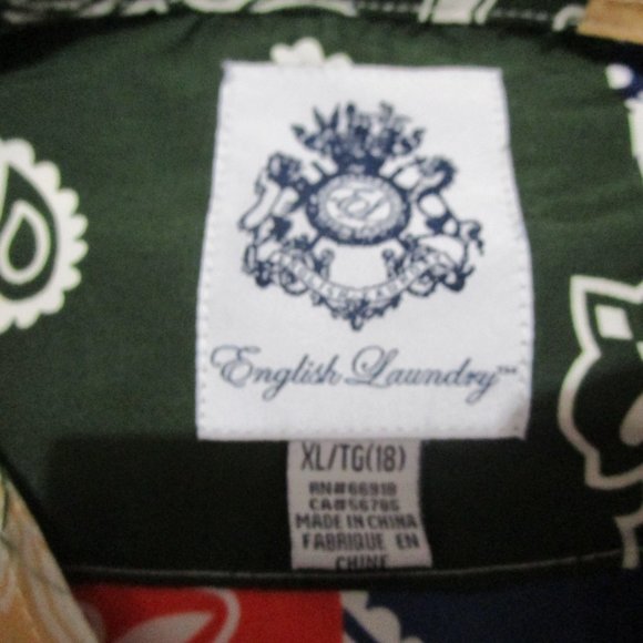 NWT English Laundry Boys Short Sleeve Button-Down paisley patch Print Shirt XL18 - Picture 5 of 9